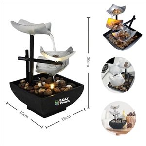 Tabletop Water Fountain with LED Light & Pebbles